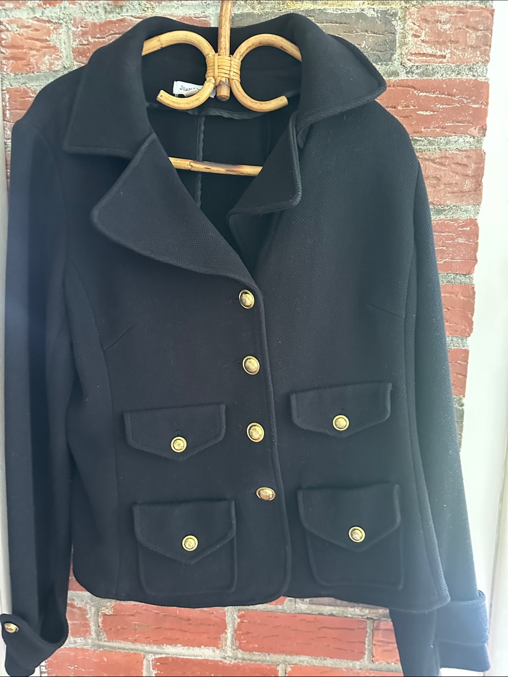 Joan Rivers Black Wool-Blend Jacket with Gold Buttons